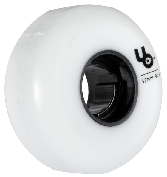 white UnderCover Team Blank 55 mm wheel with durometer 92A from tilted angle